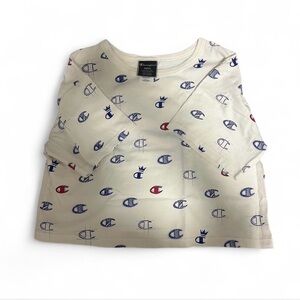 [SOLD] Free with Champion Zip-up | Champion Tee with Blue and Red Logo Pattern